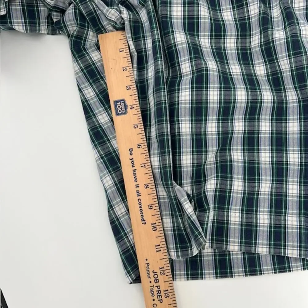 VTG Polo Ralph Lauren Plaid Chino Golf Shorts Mens 40 Navy Blue Green Preppy90s